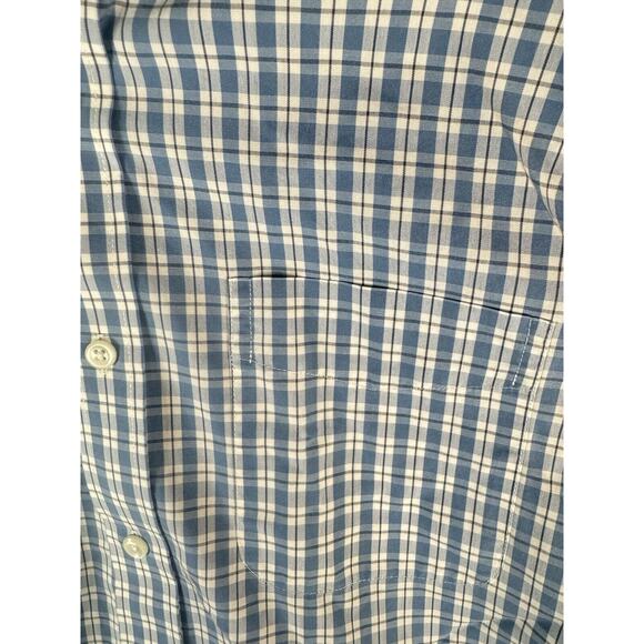 LL Bean Polo Men's M Blue Long Sleeve Plaid Wrinkle Free Slightly Fitted - Picture 2 of 11